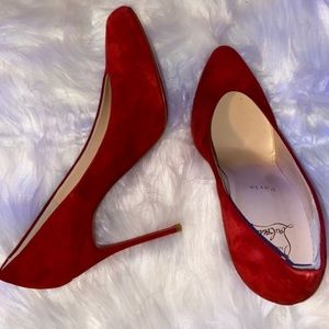 NEW Christian Louboutin Red Sueded Pumps Size 39.5